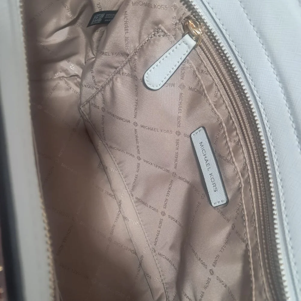 Like New Michael Kors White Geometric Studded Satchel